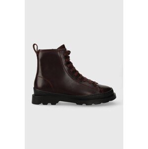 Kožne gležnjače Camper Brutus za žene, boja: bordo, ravni potplat, K400325.038