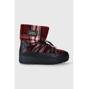 Čizme za snijeg Tommy Hilfiger TARTAN SNOWBOOT boja: tamno plava, FW0FW07612