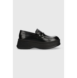 Kožne mokasinke Calvin Klein PITCHED LOAFER W/HW za žene, boja: crna, s platformom, HW0HW01817