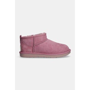 Dječje cipele za snijeg od brušene kože UGG KIDS CLASSIC ULTRA MINI boja: ružičasta, 1130750K