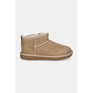 Dječje cipele za snijeg od brušene kože UGG KIDS CLASSIC ULTRA MINI boja: bež