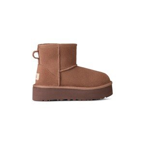Dječje cipele za snijeg od brušene kože UGG CLASSIC MINI PLATFORM boja: crna, 1143700K