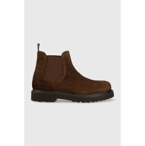 Gležnjače od brušene kože Tommy Jeans TJM CHELSEA HIGH BOOT za muškarce, boja: smeđa, EM0EM01205