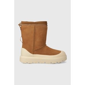 Čizme za snijeg od brušene kože UGG Classic Short Weather Hybrid za muškarce, boja: smeđa, 1143992