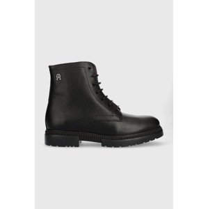 Kožne cipele Tommy Hilfiger COMFORT CLEATED THERMO LTH BOOT za muškarce, boja: crna, FM0FM04651
