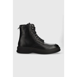 Kožne cipele Tommy Hilfiger TH EVERYDAY CLASS TERMO LTH BOOT za muškarce, boja: crna, FM0FM04658