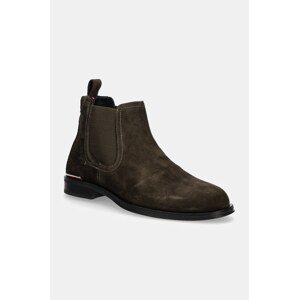 Gležnjače od brušene kože Tommy Hilfiger CORE RWB HILFIGER SUEDE CHELSEA za muškarce, boja: zelena, FM0FM04757