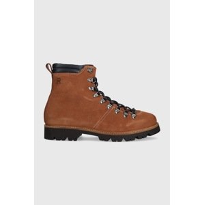 Čizme od brušene kože Tommy Hilfiger W MIX SUEDE HOOKS BOOT za muškarce, boja: smeđa, FM0FM04764