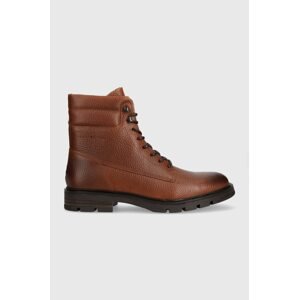 Kožne cipele Tommy Hilfiger WARM PADDED LTH BOOT za muškarce, boja: smeđa, FM0FM04802