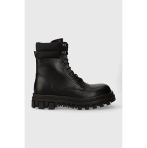 Kožne čizme Tommy Jeans TJM ELEVATED OUTSOLE BOOT za muškarce, boja: crna, EM0EM01251