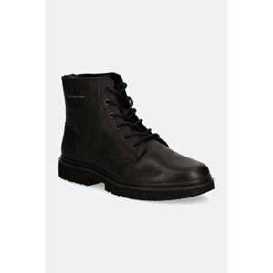 Visoke cipele Calvin Klein Jeans EVA MID LACEUP BOOT LTH za muškarce, boja: crna, YM0YM00751