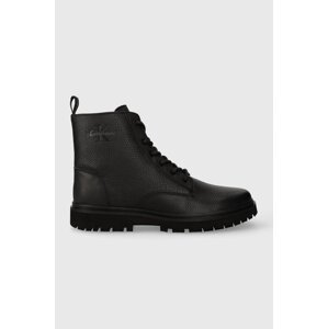 Visoke cipele Calvin Klein Jeans EVA MID LACEUP BOOT LTH za muškarce, boja: crna, YM0YM00751
