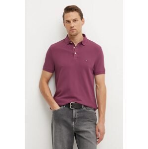Polo majica Tommy Hilfiger za muškarce, boja: ljubičasta, s uzorkom, MW0MW17771