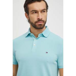 Polo majica Tommy Hilfiger za muškarce, boja: tirkizna, s uzorkom, MW0MW17771