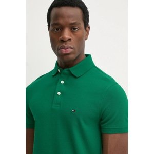 Polo majica Tommy Hilfiger za muškarce, boja: zelena, s uzorkom, MW0MW17771
