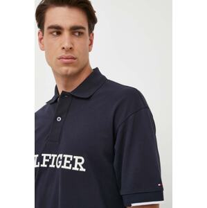 Pamučna polo majica Tommy Hilfiger boja: tamno plava, s aplikacijom