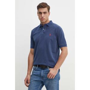 Pamučna polo majica Polo Ralph Lauren boja: tamno plava, bez uzorka
