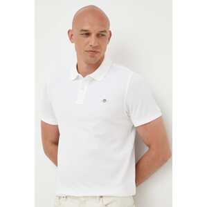 Pamučna polo majica Gant boja: bijela, glatki model