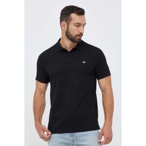 Pamučna polo majica Gant boja: crna, glatki model