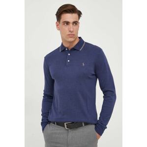 Pamučna majica dugih rukava Polo Ralph Lauren boja: tamno plava, bez uzorka