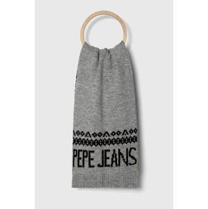 Šal Pepe Jeans za žene, boja: siva, s uzorkom