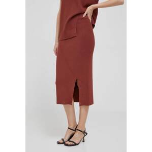Suknja Dkny boja: crvena, maxi, ravna