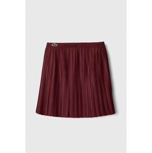 Dječja suknja Lacoste boja: bordo, mini, ravna