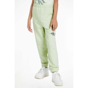 Dječji donji dio trenirke Calvin Klein Jeans boja: zelena, bez uzorka