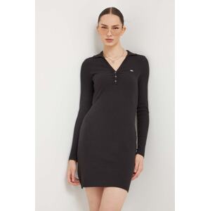 Haljina Tommy Jeans boja: crna, mini, uska