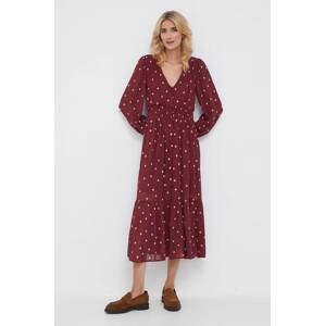 Haljina Pepe Jeans boja: bordo, midi, širi se prema dolje