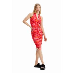 Haljina Desigual boja: crvena, midi, uska