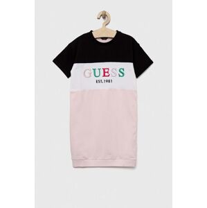 Dječja haljina Guess boja: ružičasta, mini, ravna