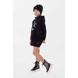 Dječja pamučna haljina Dkny x DC Comics boja: crna, mini, ravna
