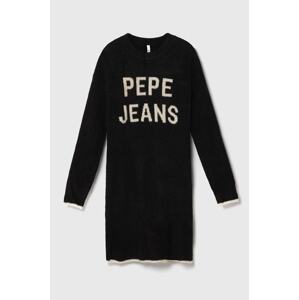 Dječja hakjina s primjesom vune Pepe Jeans boja: crna, mini, oversize
