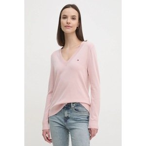 Pulover Tommy Hilfiger za žene, boja: ružičasta, lagani, WW0WW40098