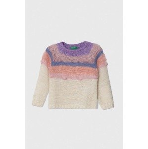 Dječji pulover s postotkom vune United Colors of Benetton boja: bež, lagani