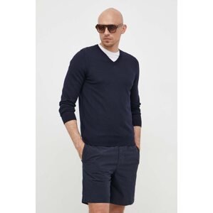 Vuneni pulover BOSS za muškarce, boja: tamno plava, lagani, 50468261