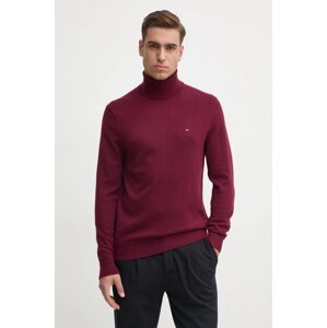 Pulover s dodatkom kašmira Tommy Hilfiger boja: bordo, lagani, s dolčevitom