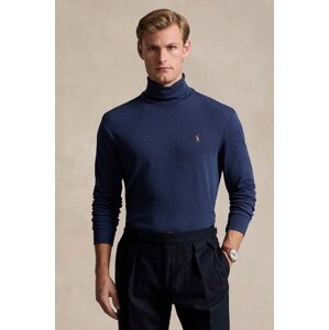 Pamučni pulover Polo Ralph Lauren boja: tamno plava, lagani, s dolčevitom