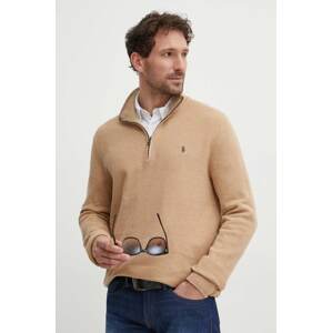 Pamučni pulover Polo Ralph Lauren boja: smeđa, lagani, s poludolčevitom, 710932304