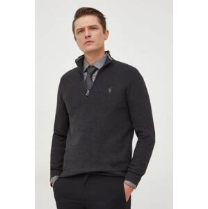 Pamučni pulover Polo Ralph Lauren boja: siva, lagani, s poludolčevitom, 710932304