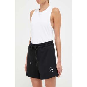 Pamučne kratke hlače adidas by Stella McCartney Terry boja: crna, bez uzorka, visoki struk, IK9093