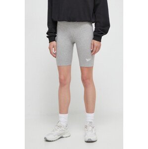 Kratke hlače Reebok IDENTITY za žene, boja: siva, melanž, visoki struk, 100031095