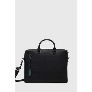 Kožna torba za laptop Coccinelle boja: crna