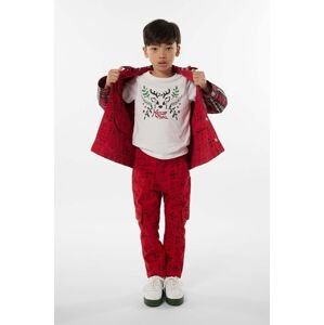 Dječja pamučna majica kratkih rukava Kenzo Kids boja: bež, s tiskom