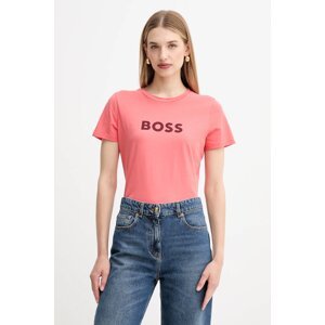 Pamučna majica BOSS Orange BOSS ORANGE za žene, boja: ljubičasta, 50501139