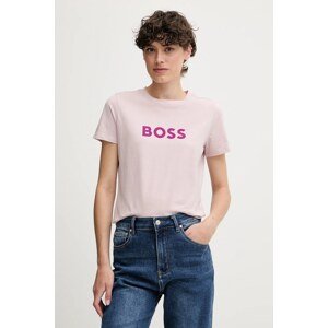 Pamučna majica BOSS Orange BOSS ORANGE za žene, boja: ljubičasta, 50501139