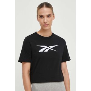 Pamučna majica Reebok boja: crna, 100073066