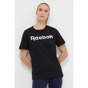 Pamučna majica Reebok boja: crna, 100073083