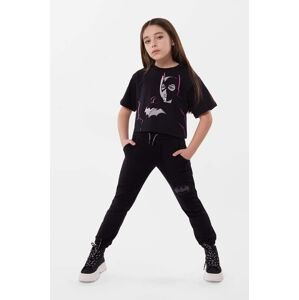 Dječja pamučna majica kratkih rukava Dkny x DC Comics boja: crna